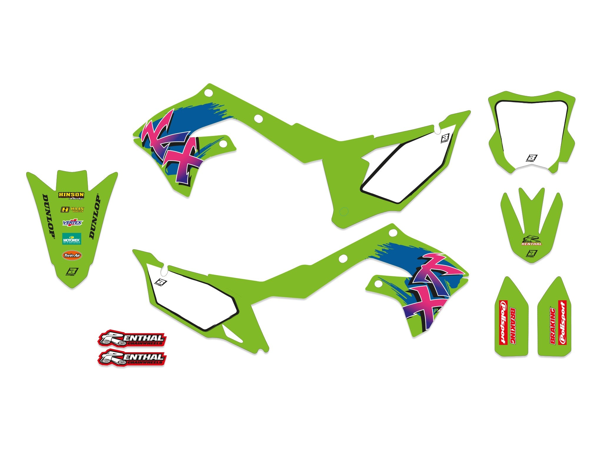 250 21-24, 450 19-23 KXF DREAM 5 RETRO DECALS, BLACKBIRD 2425AA