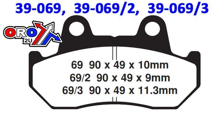 BRAKE PADS SINTERED METAL, SIFAM S1044AN (EBC FA069/3HH )