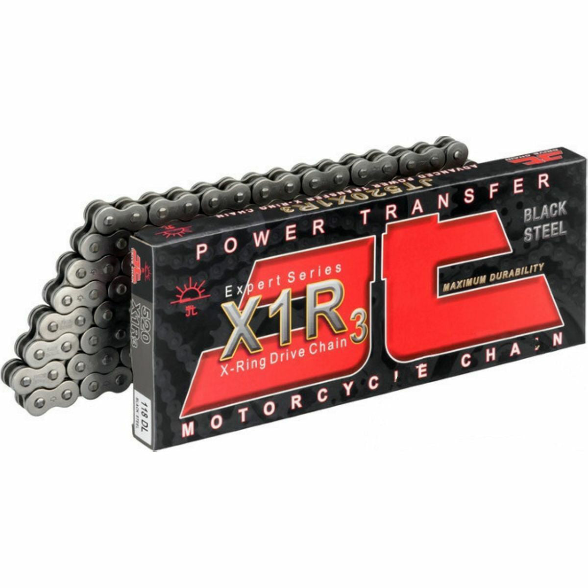 JT CHAIN 520X1R3 120L BLACK, X-RING, JTC520X1R3-120DL