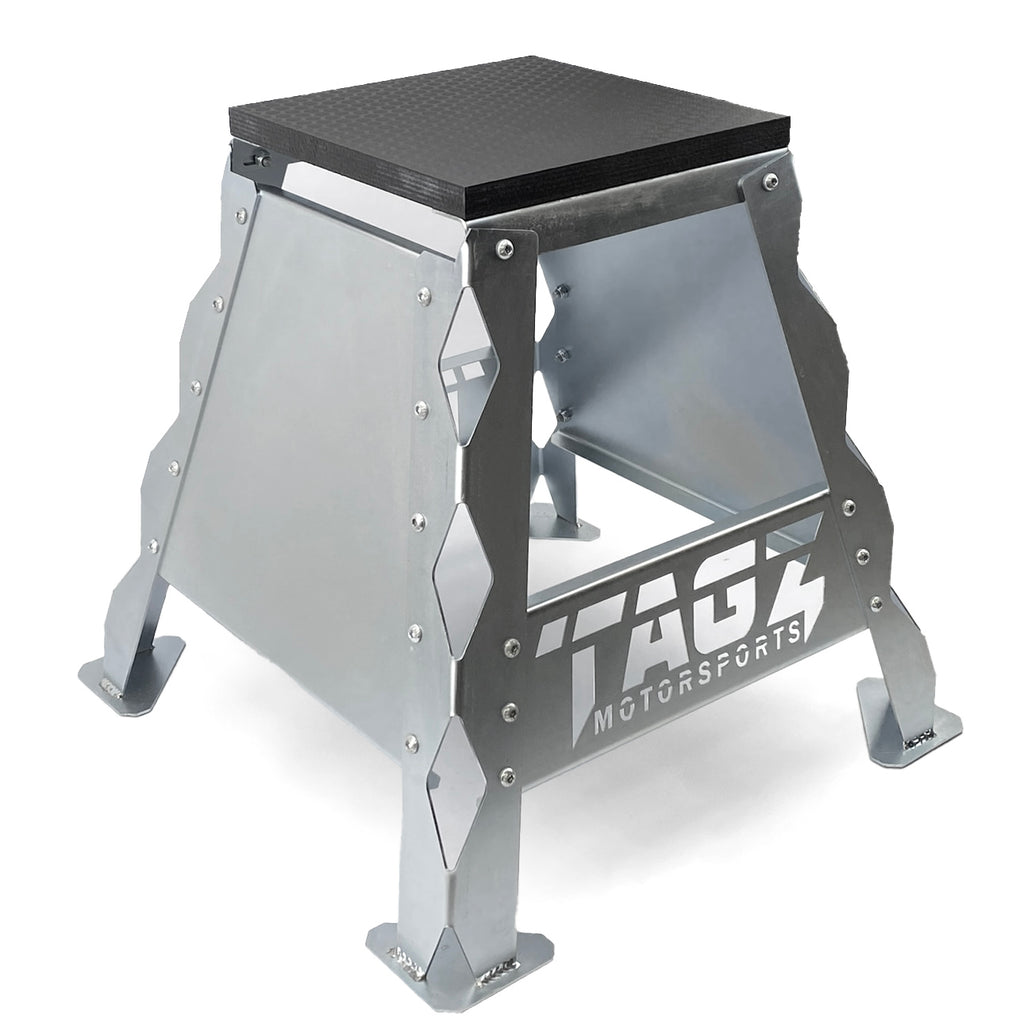 Tagz Factory MX Stand Built, Limited Edition Bright Zinc Plate, Box Stand Motorbike Stand