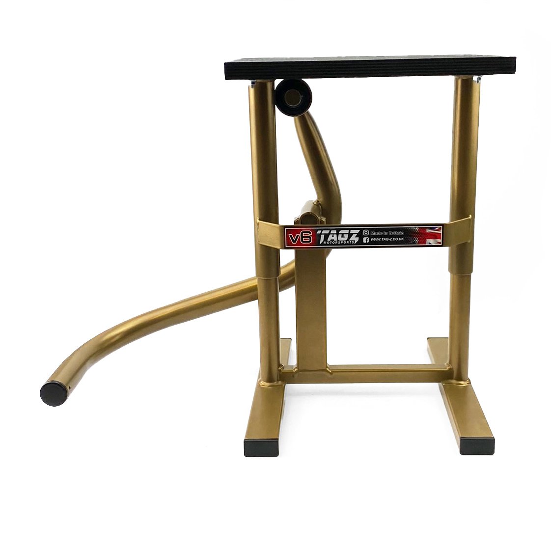 HD JACK-UP-STAND TWIN LEG v5, MX & ENDURO 125>625CC GOLD, LARGE STAND 440mm HIGH MX
