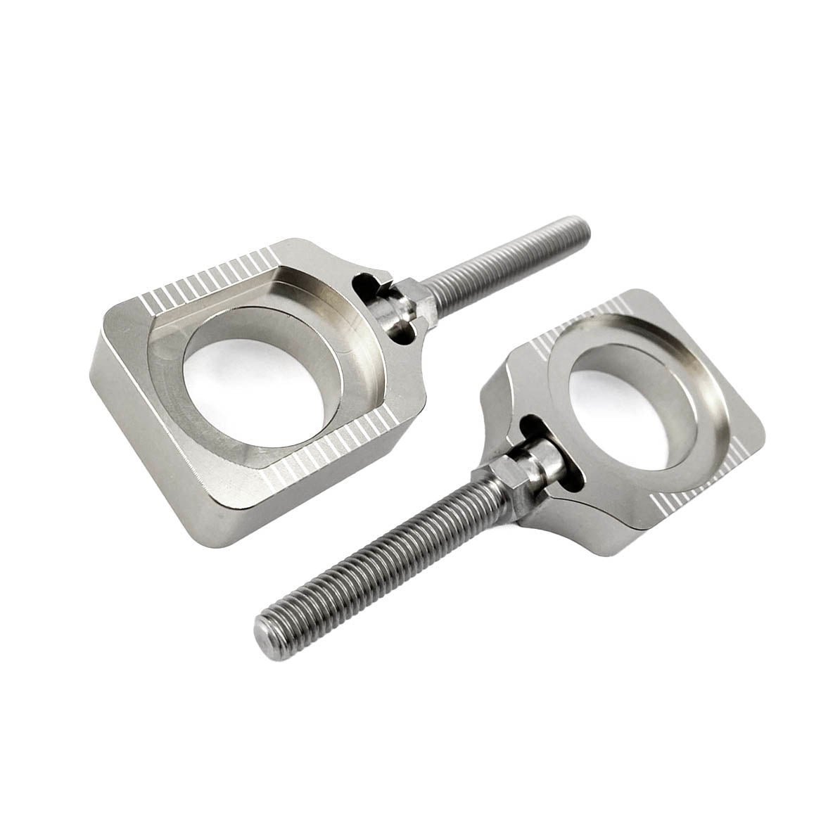 AXLE BLOCKS & ADJUSTER YZF, ALLOY TITANIUM ANODIZED, FIR -