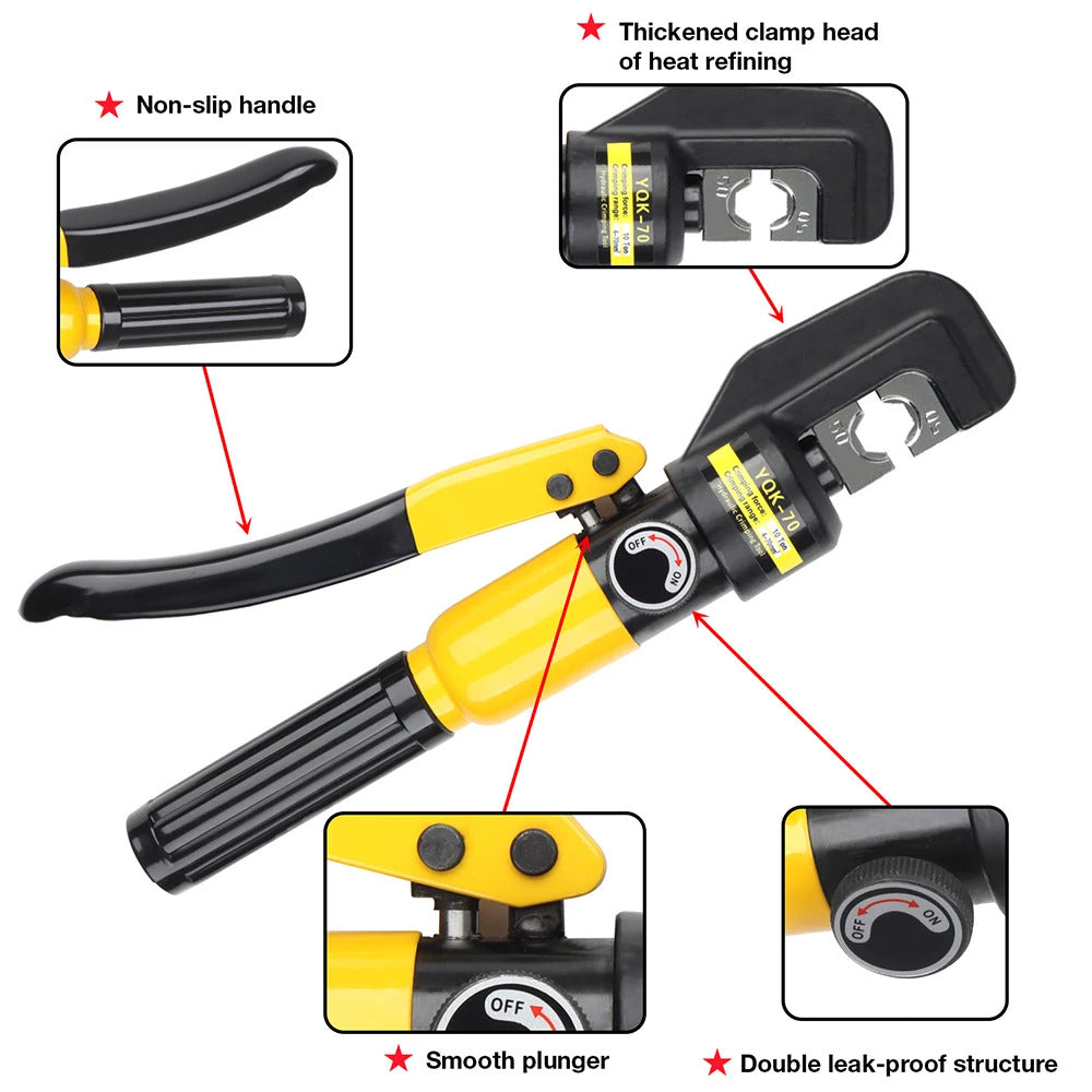 Battery Copper Terminal Adjustable Hydraulic Crimping Tool Handheld 4-70mm2