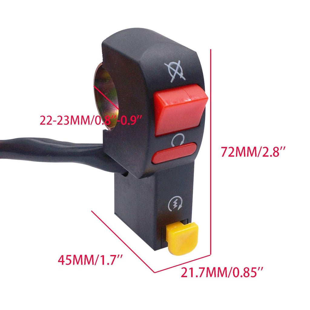 SWITCH 22mm 7/8 HANDLEBAR START STOP KILL PUSH BUTTON UNIVERSAL FITMENT