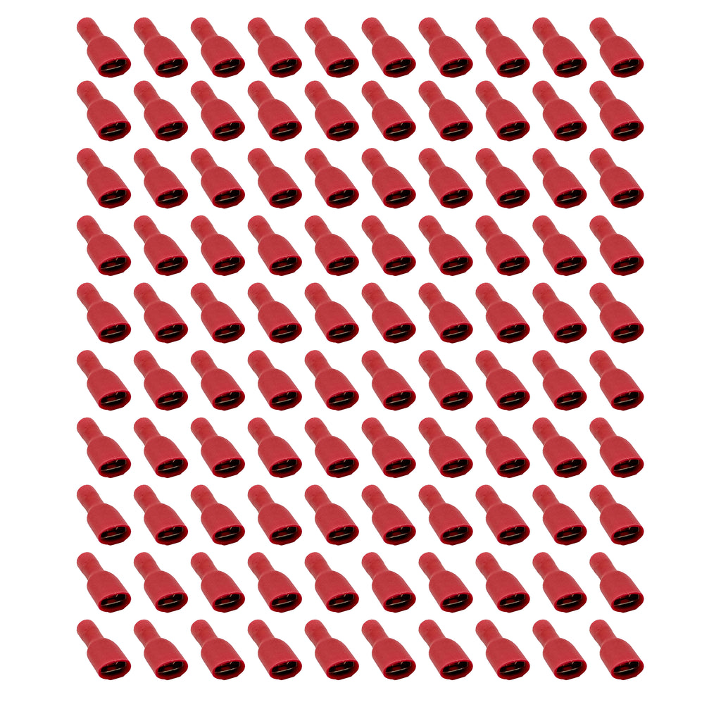 TERMINAL RED SPADE FEMALE P100, PACK OF 100 / T6.3mm, WT10 /