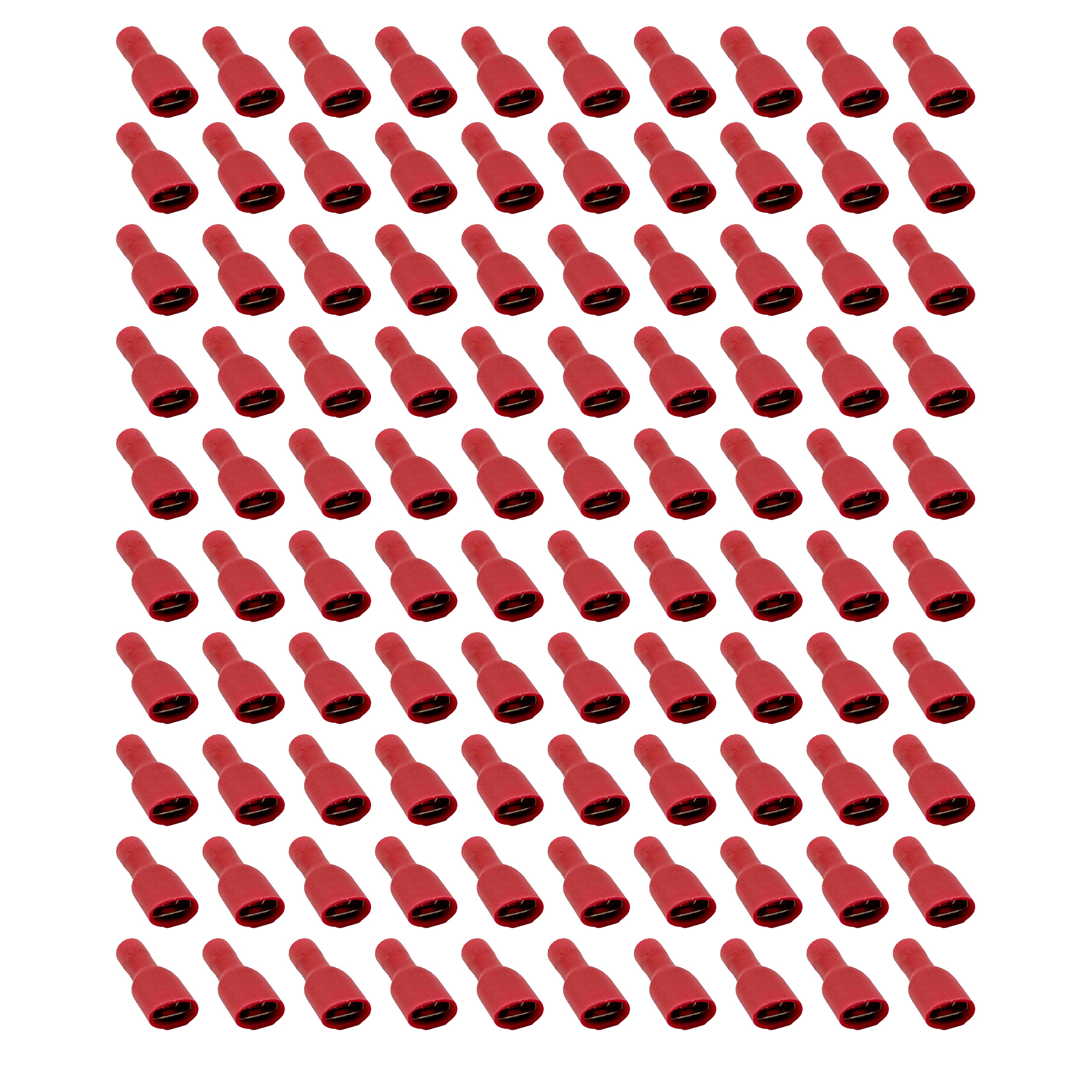 TERMINAL RED SPADE FEMALE P100, PACK OF 100 / T6.3mm, WT10 /