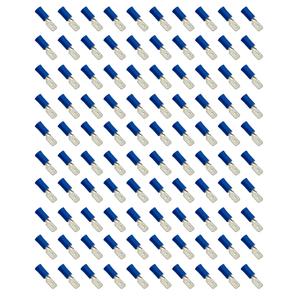 TERMINAL BLUE SPADE MALE PK100, PACK OF 100 / T6.3mm