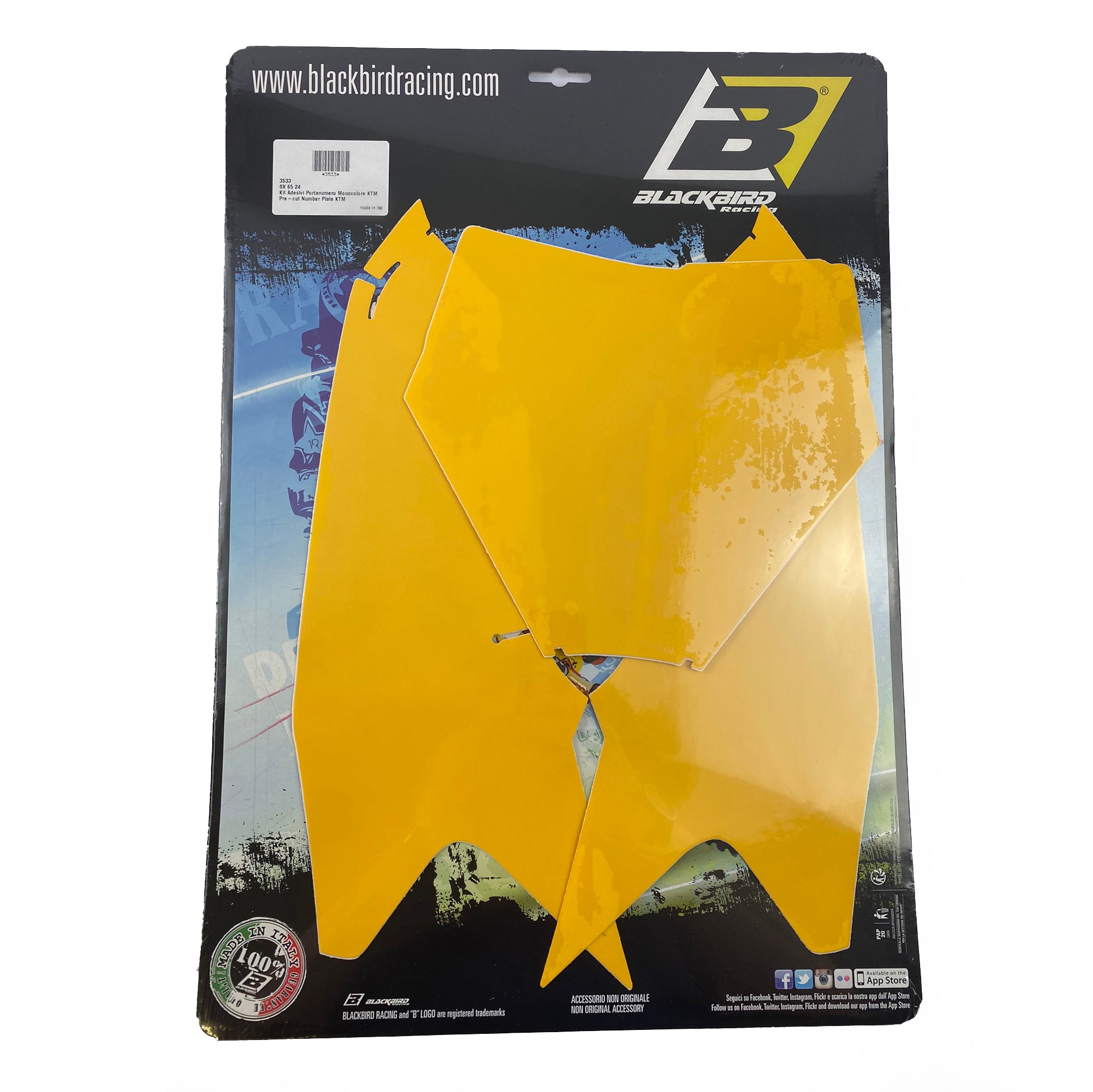 KTM SX 65 2024 PRE CUT, BLACKBIRD 3533/40 YELLOW NUMBER BOARD BACKGROUNDS