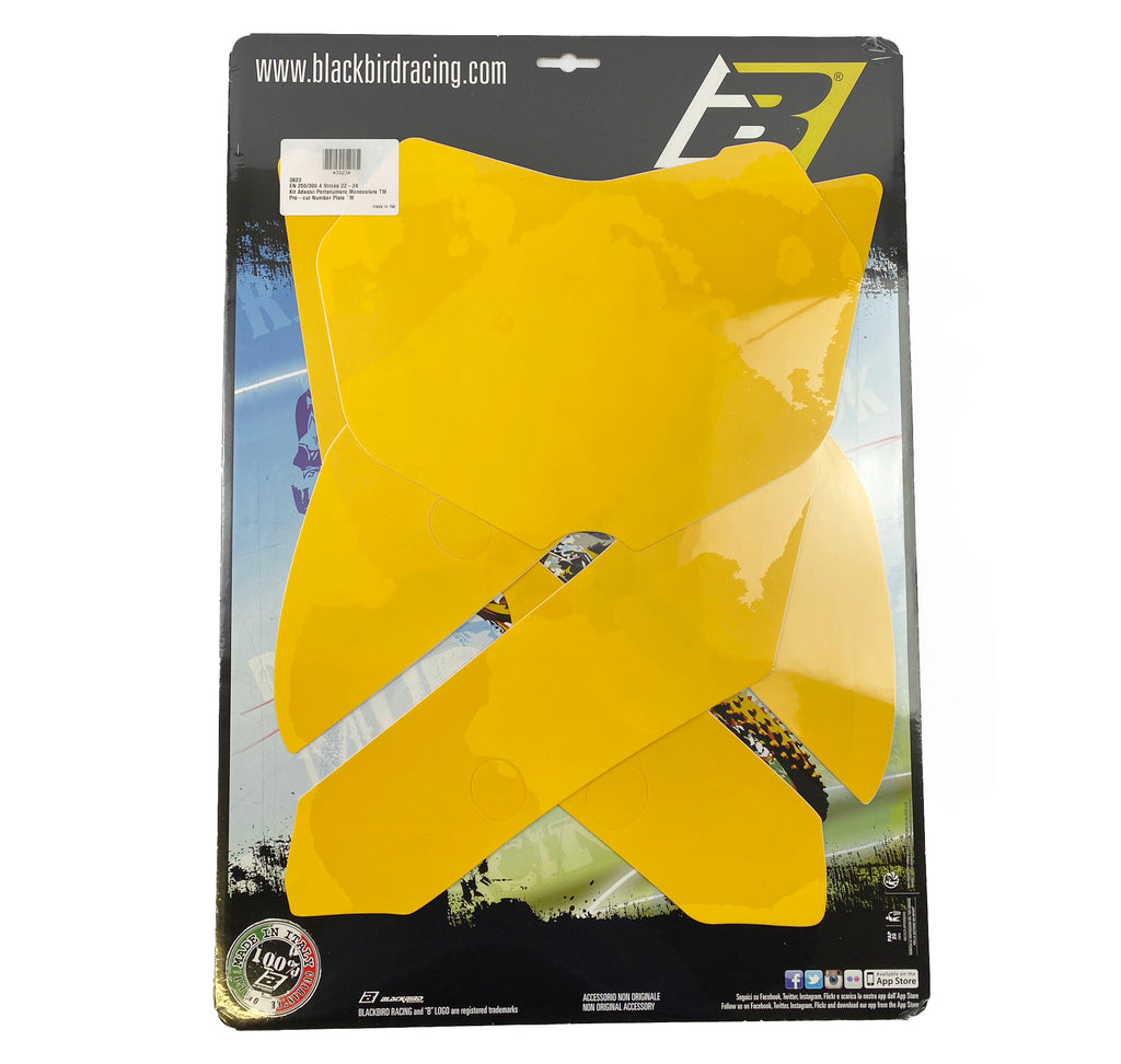 TM 4-STROKE 250-300 ENDURO 2022-25 PRE CUTS, BLACKBIRD 3823/40 YELLOW, NUMBER BOARD BACKGROUNDS