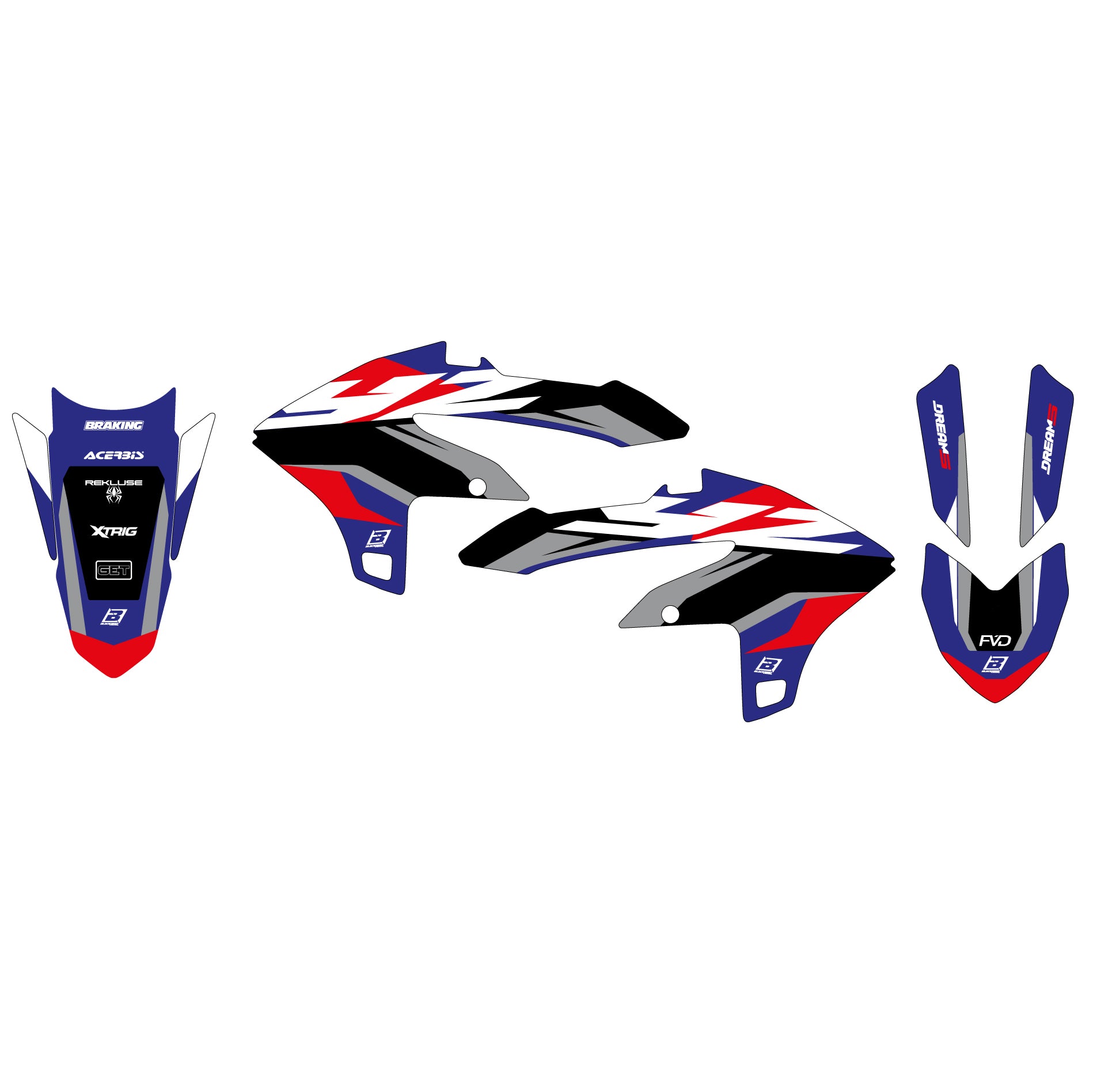 24-25 YZF250 23-25 YZF450 YAMAHA DREAM 5 DECALS, BLACKBIRD 2252AB