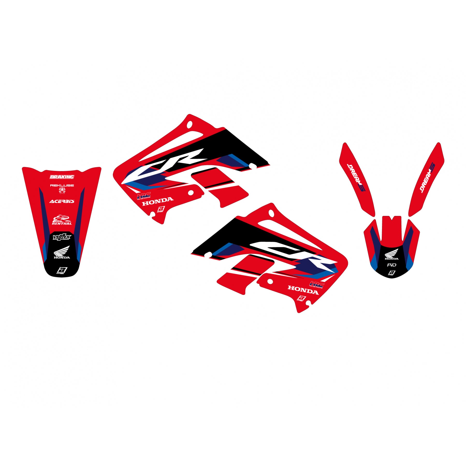 02-07 CR125 CR250 DREAM 5, BLACKBIRD DECAL KIT 2136AB