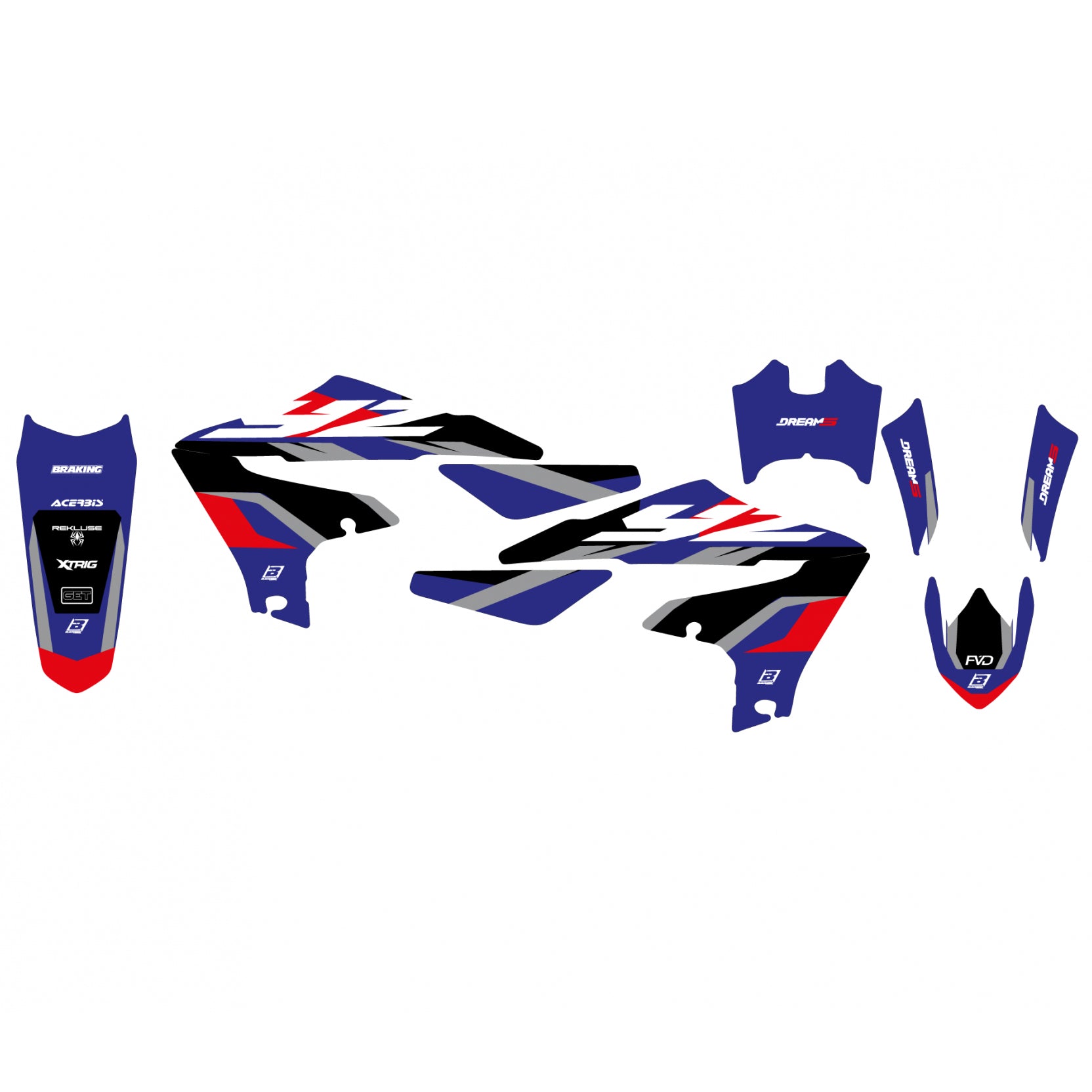 19-22 YZF250/450 DREAM 5 GRAPHICS, BLACKBIRD 2247AB DECAL KIT