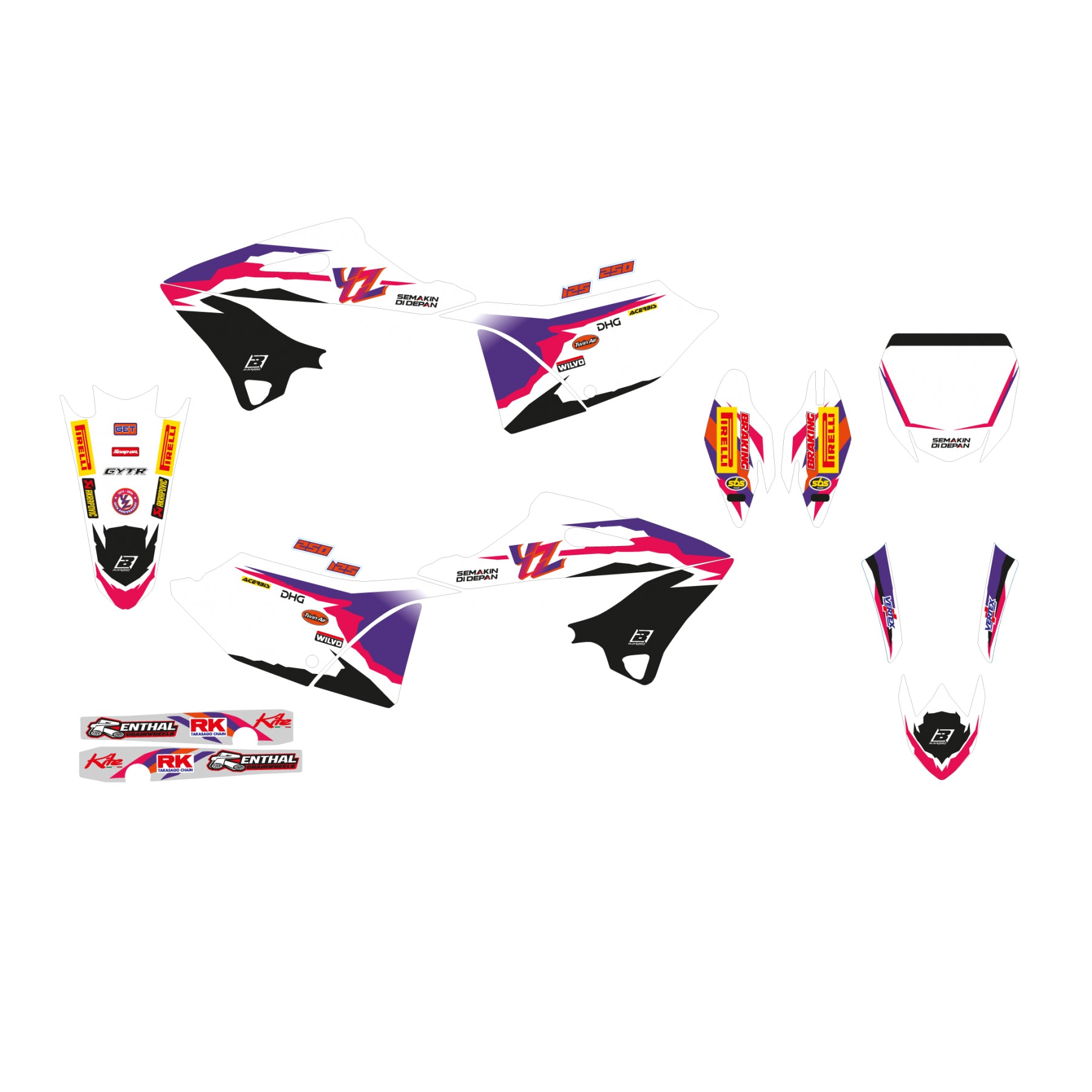 2022 YZ125/250 REPLICA YAMAHA FACTORY, BLACKBIRD 2250R10 2020-21 GRAPHIC KIT
