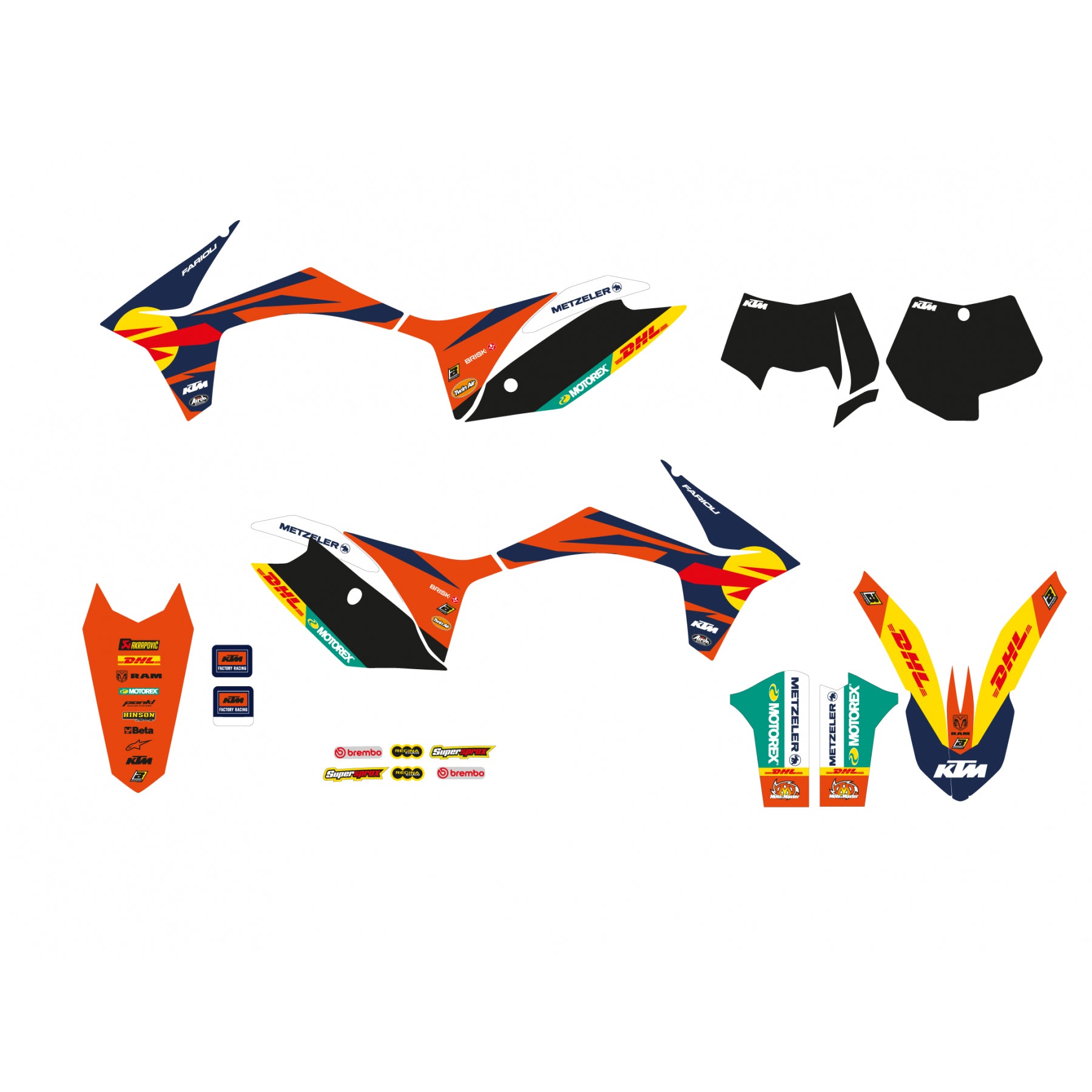 SX/EXC KTM FACTORY DECAL KIT, BLACKBIRD 2537R22 DECAL KIT