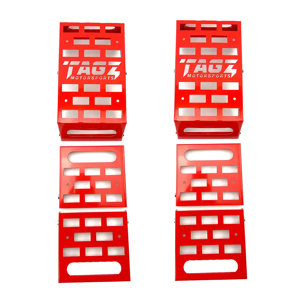 UNIVERSAL STARTING BLOCKS RED LIGHTWEIGHT STEEL ADJUSTABLE 80 â€“ 190mm TAG-Z