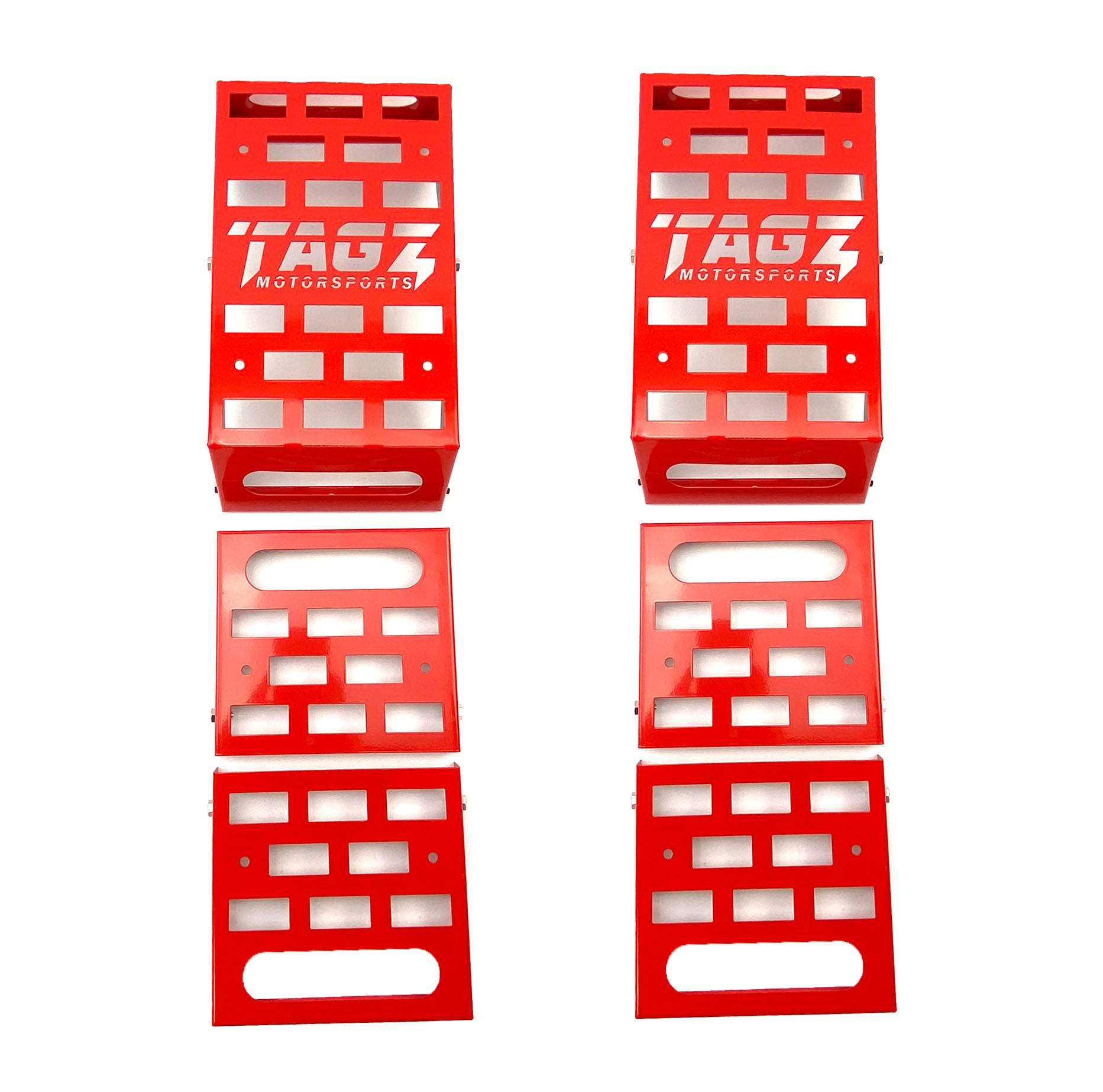 UNIVERSAL STARTING BLOCKS RED LIGHTWEIGHT STEEL ADJUSTABLE 80 â€“ 190mm TAG-Z