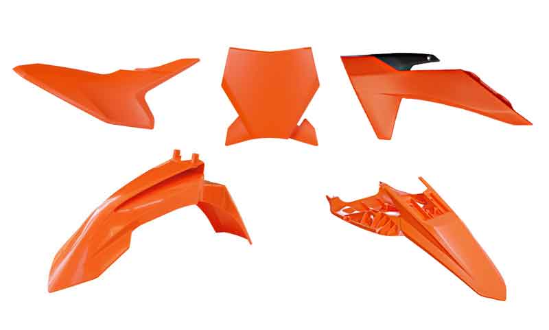 PLASTIC KIT 2024-2025 KTM 50 SX ORANGE/WHITE/BLACK, RTECH R-KITKTM-OEM-150