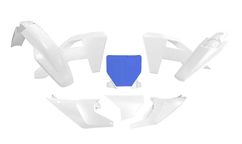 PLASTIC KIT 6PCS HUSQVARNA TC/FC/TX/FX 2025-26, R-TECH R-KITHSQ-OEM-526 WHITE HSQ BLUE