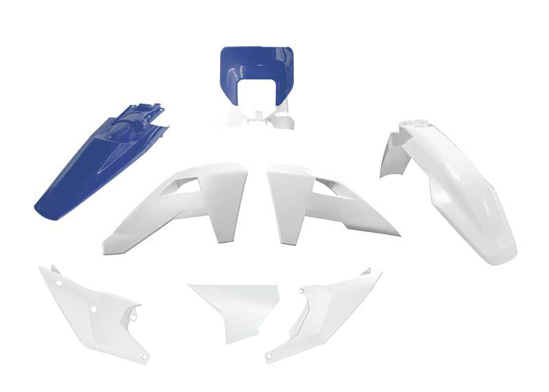 PLASTIC KIT/6 2026 HUSQVARNA TE/FE OEM, WHITE / HSQ BLUE, RTECH R-KITHSQ-OEM-726