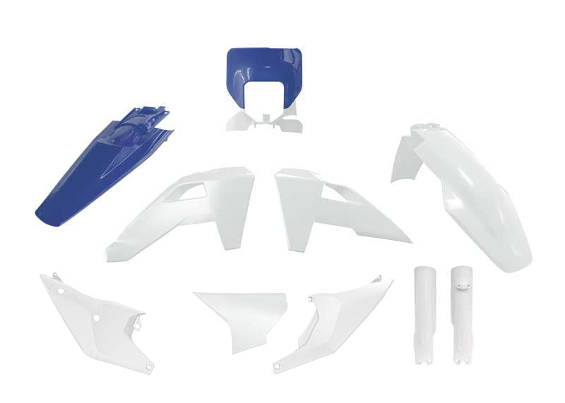 PLASTIC KIT/7 2026 HUSQVARNA TE/FE OEM, WHITE / HSQ BLUE, RTECH R-KITHSQ-OEM-826