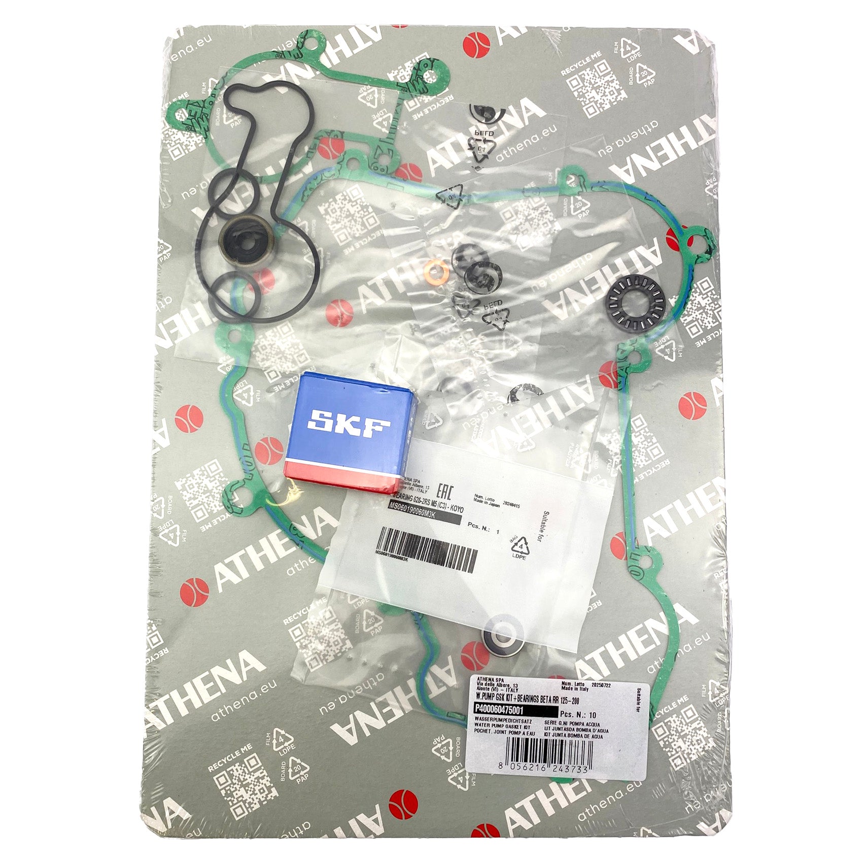 WATER PUMP GASKET KIT BETA 125 200 2019-2025 ATHENA P400060475001, WITH BEARINGS