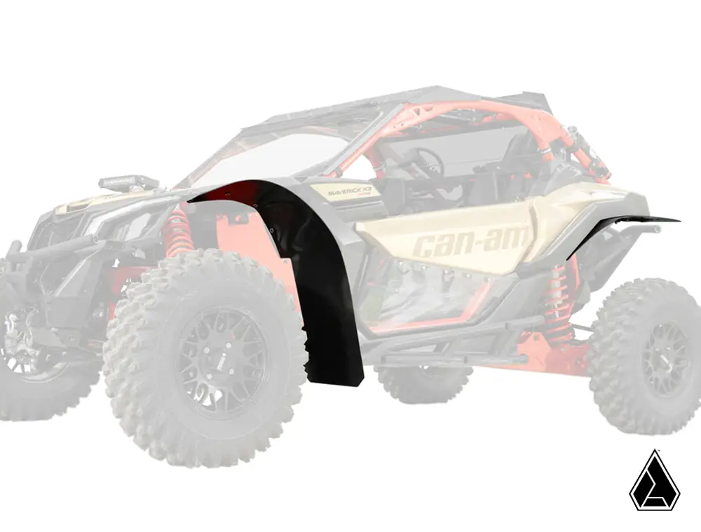 CANAM MAVERICK X3 LOW PROFILE WHEEL ARCH FENDER FLARES MUD GUARDS, ASSAULT INDUSTRIES FF-CA-X3-002