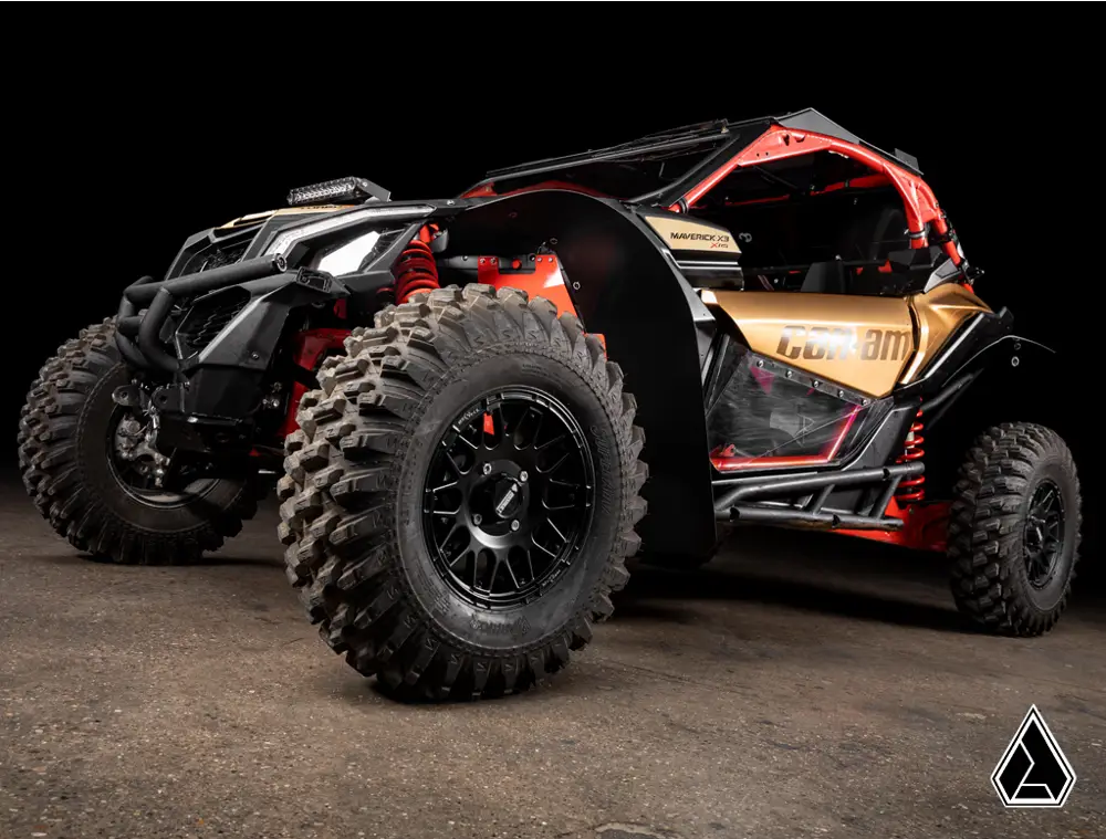 CANAM MAVERICK X3 LOW PROFILE WHEEL ARCH FENDER FLARES MUD GUARDS, ASSAULT INDUSTRIES FF-CA-X3-002