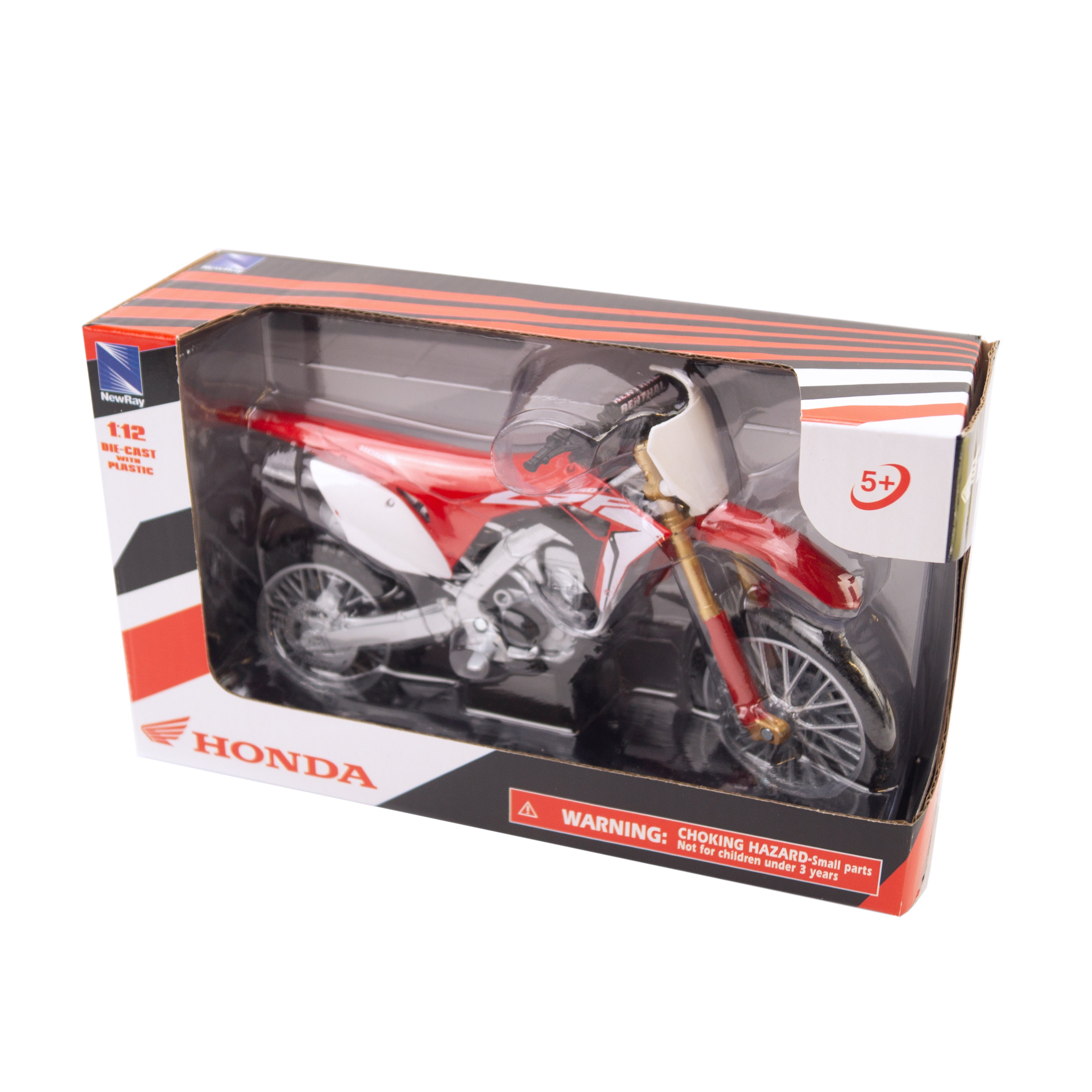 MODEL DIE CAST HONDA CRF 450 R 2017, RED AND WHITE, 1:12 SCALE, NEW RAY 57873