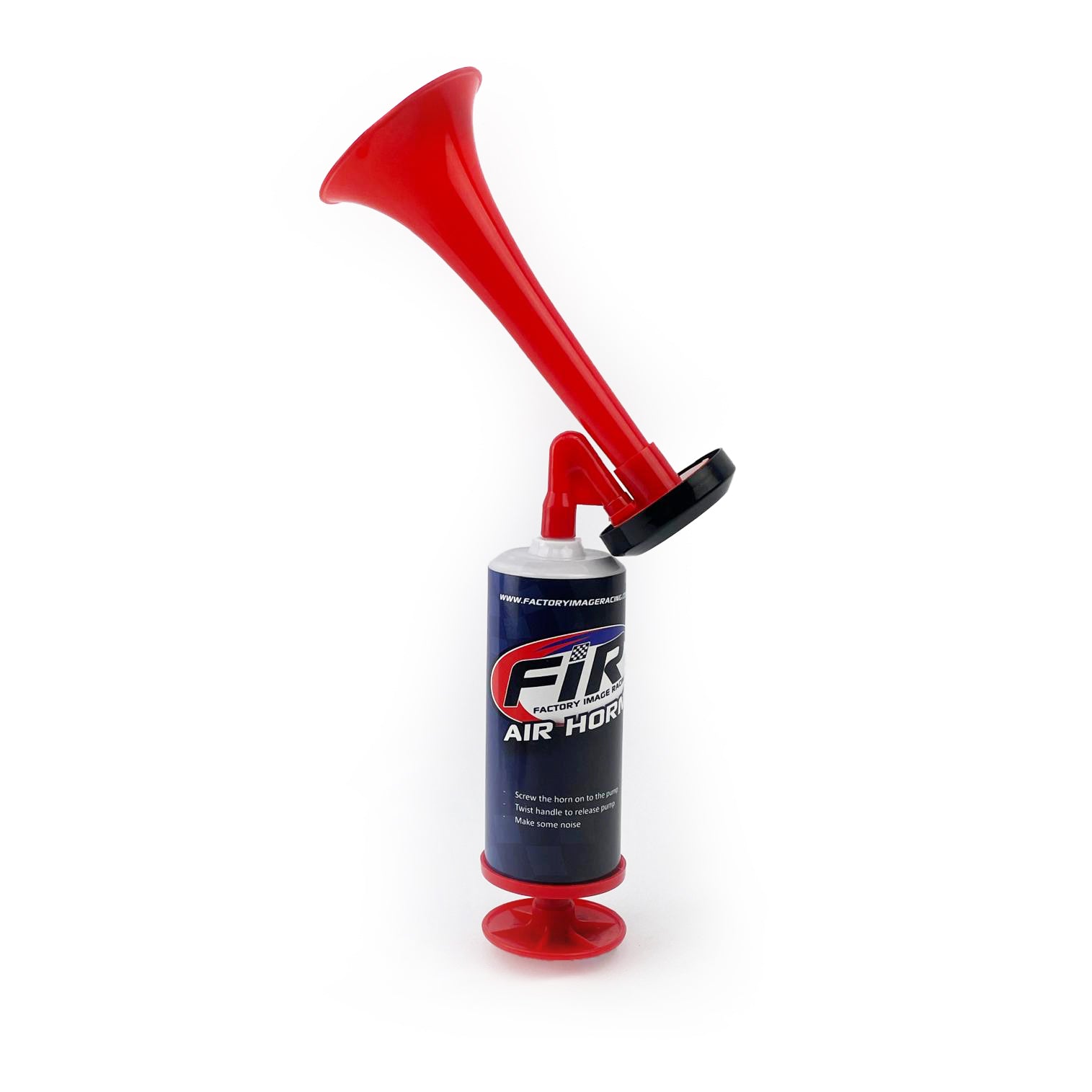 RED AIR HORN TOY HAND HELD PUSH PUMP NO GAS NEEDED SPORTS AND RACE EVENTS