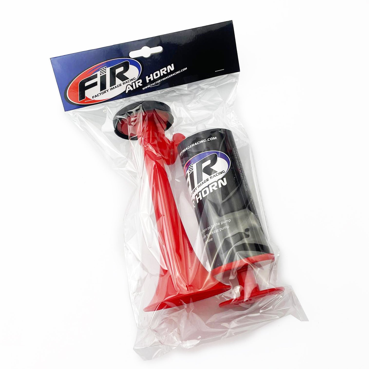 RED AIR HORN TOY HAND HELD PUSH PUMP NO GAS NEEDED SPORTS AND RACE EVENTS