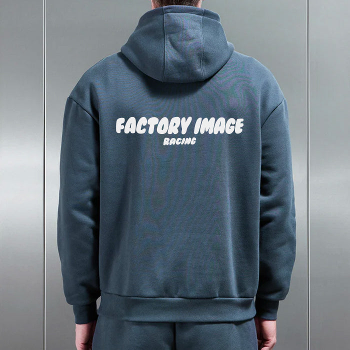 BUBBLE TEXT BLUE UNISEX HOODIE - L
