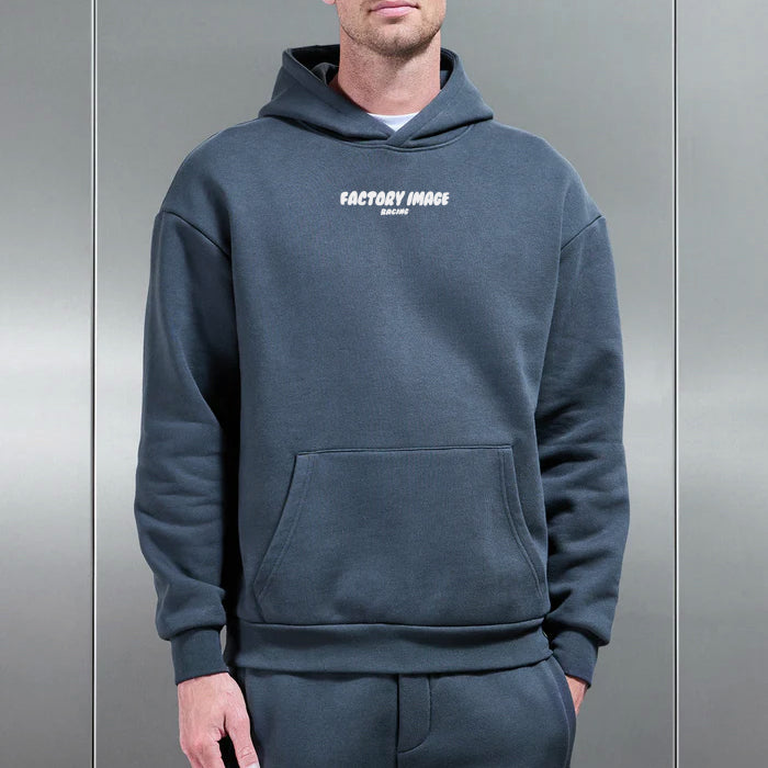 BUBBLE TEXT BLUE UNISEX HOODIE - L