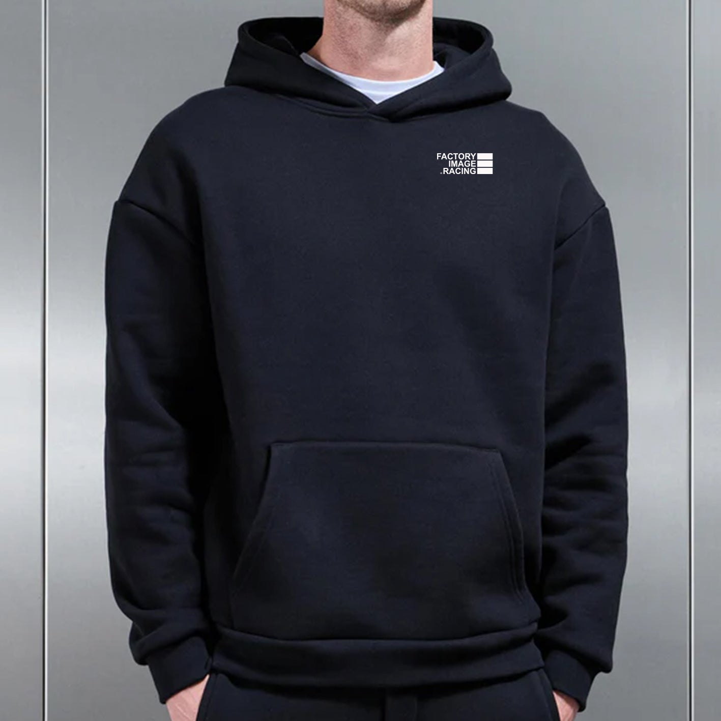 MINIMAL BLACK UNISEX HOODIE - L
