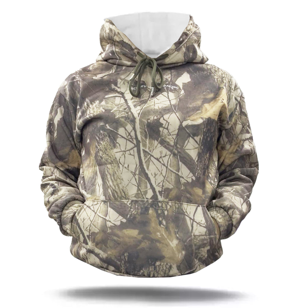 CAMO WITH WHITE TEXT UNISEX HOODIE - XL
