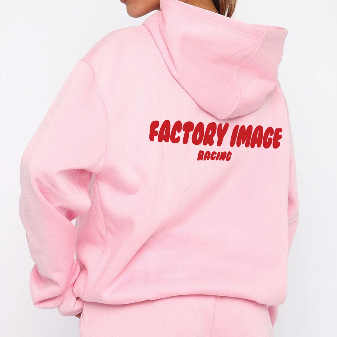 BUBBLE TEXT PINK UNISEX HOODIE - L