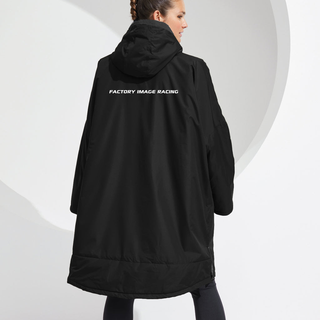 CHANGING DRY ROBE - FIR TEXT - BLACK - ADULT S/M