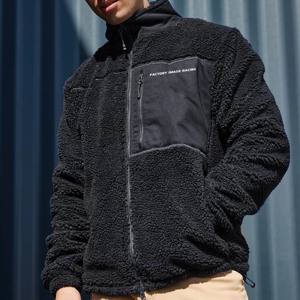 SHERPA FLEECE JACKET BLACK EXTRA LARGE FLEECE LINED, FRONT POCKET