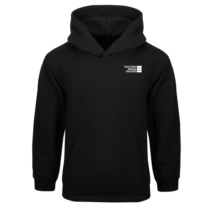 WHITE TEXT MINIMAL BLACK KIDS HOODIE - SIZE - 5/6