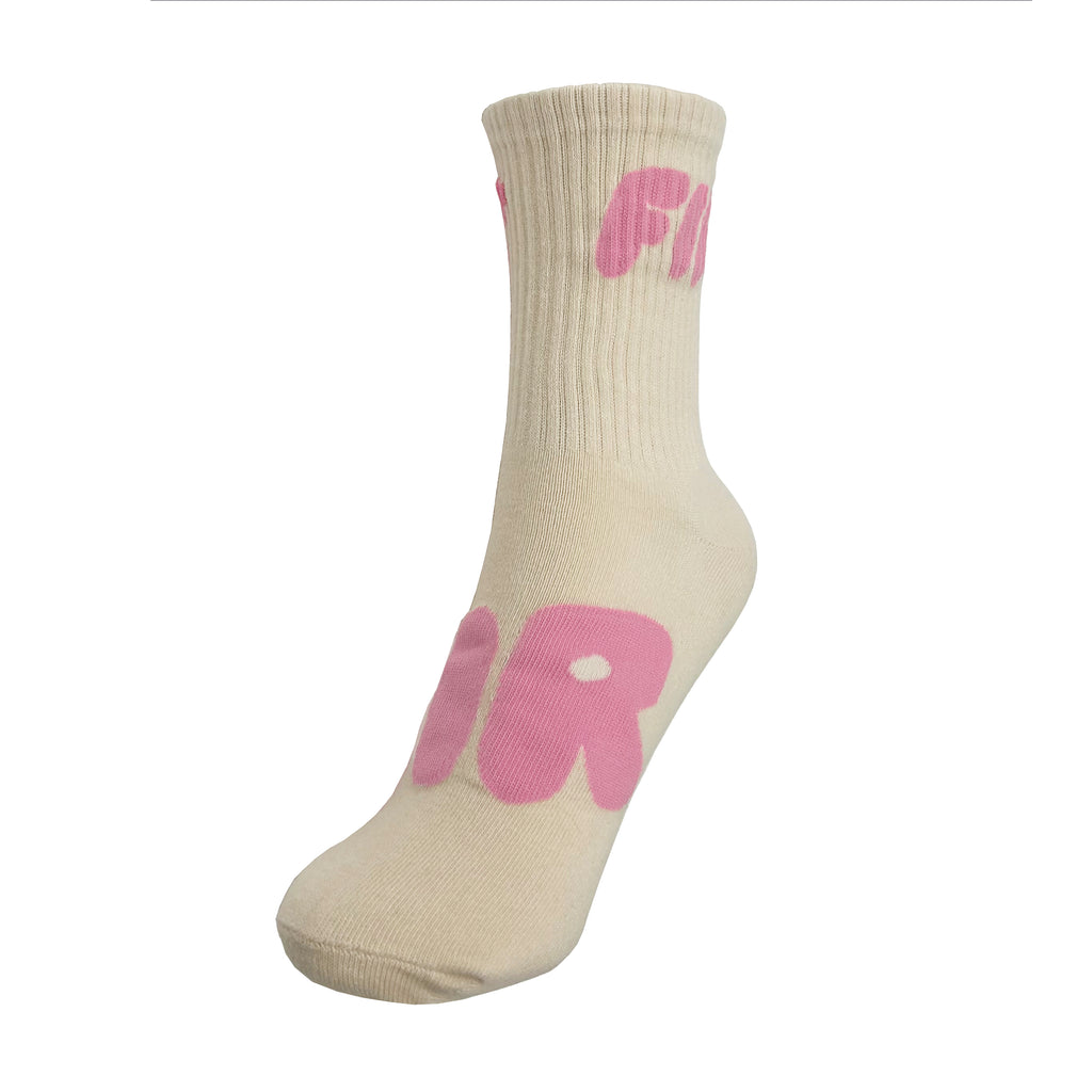 Unisex Socks Bubble Beige with Pink Fir Design Size l (UK 7-11)