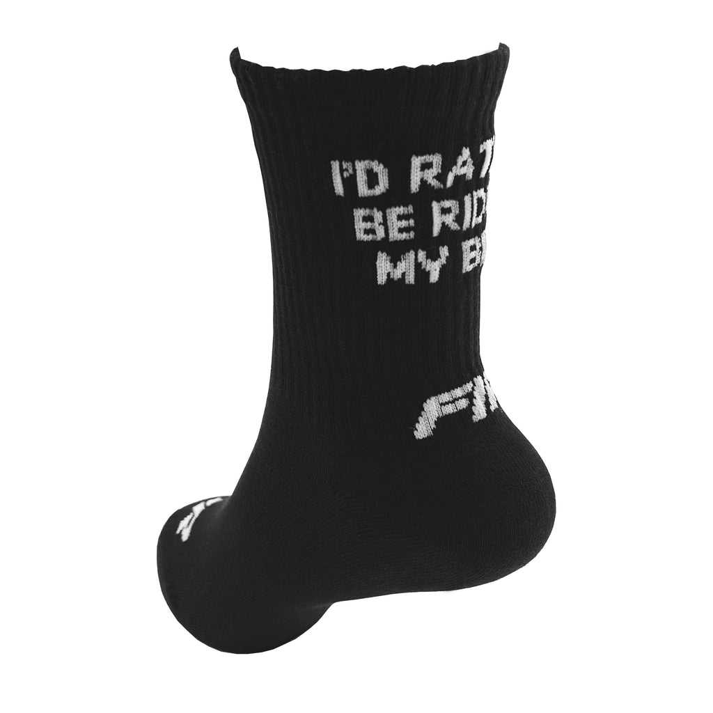 Unisex Socks Rather Be Riding Black with White Fir Design Size l (UK 7-11)