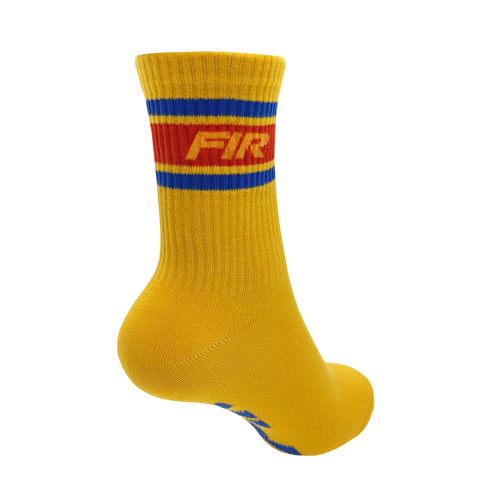 Unisex Socks Yellow with Red/Blue Fir Design Size S (UK 4-7)