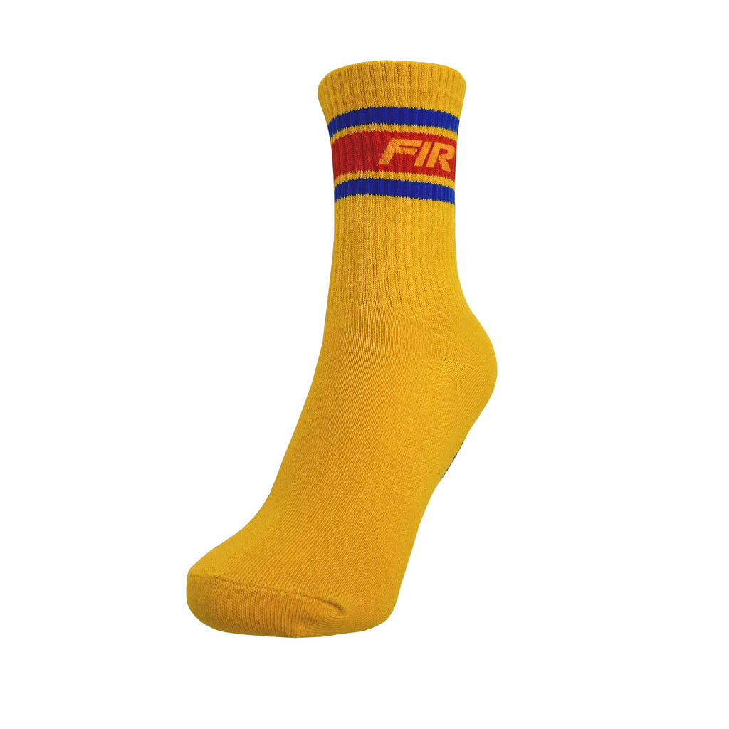 Unisex Socks Yellow with Red/Blue Fir Design Size l (UK 7-11)