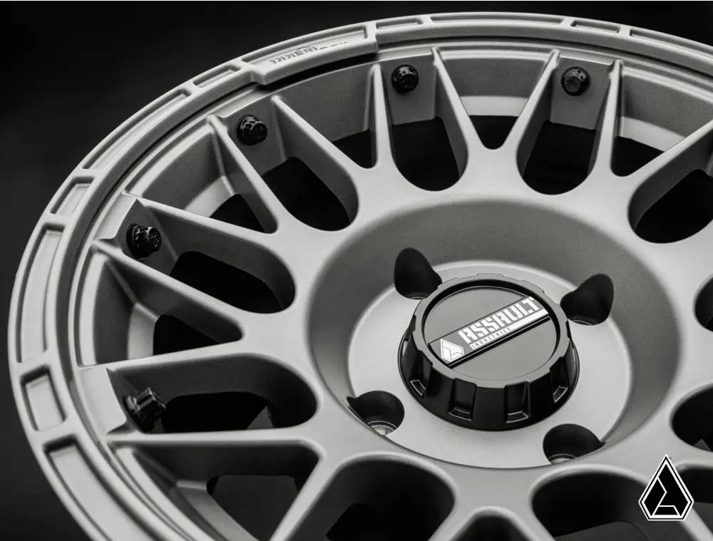 15x10 ASSAULT INDUSTRIES HELLFIRE BEADLOCK WHEELS, MATTE TITANIUM 4/156 4x156 WHL-156-4-15-10-ILMT