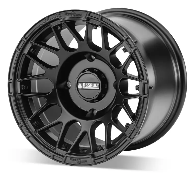 15x7 ASSAULT INDUSTRIES HELLFIRE BEADLOCK WHEELS, SATIN BLACK 4/136 4/137 (4x136 4x137) WHL-136-4-15-7-ILSB