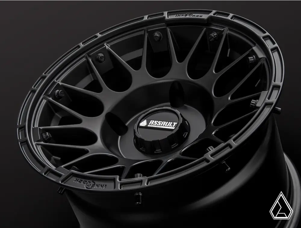 15x10 ASSAULT INDUSTRIES HELLFIRE BEADLOCK WHEELS, SATIN BLACK 4/156 4x156 WHL-156-4-15-10-ILSB