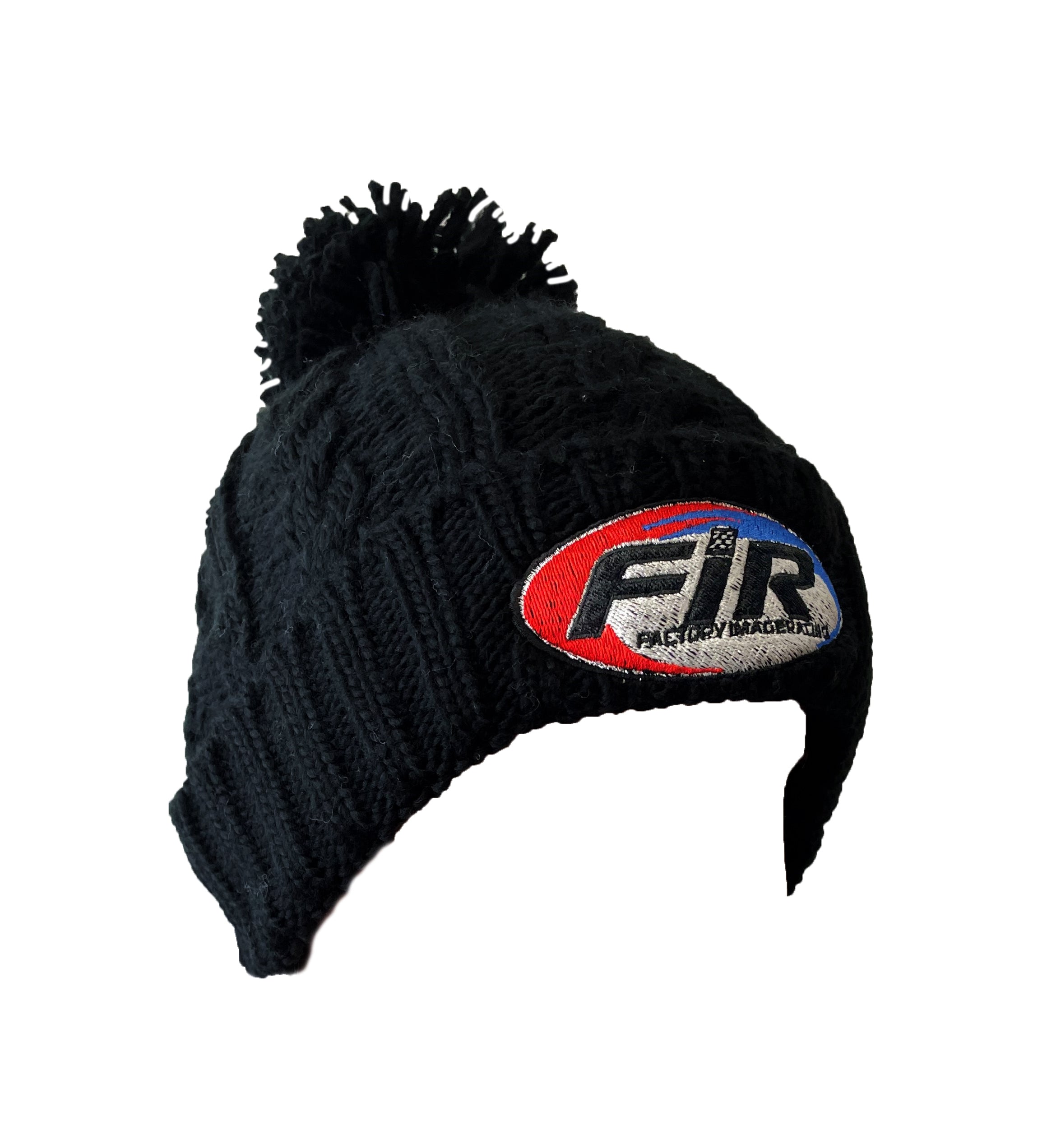 Fir Logo - Black Cable Knit Bobble Hat - One Size