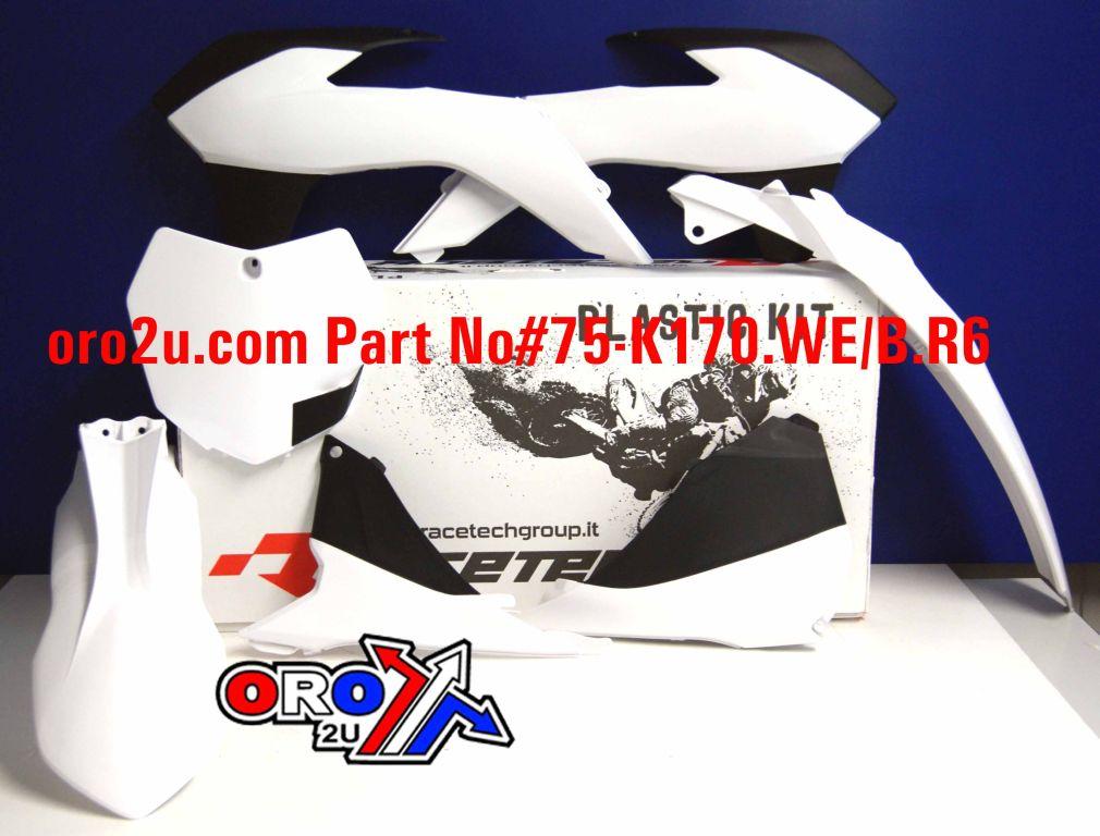 PLASTIC KIT/6 13-16 KTM SX/SXF, WHITE/BLACK RTECH, R-KITKTM-BN0-512