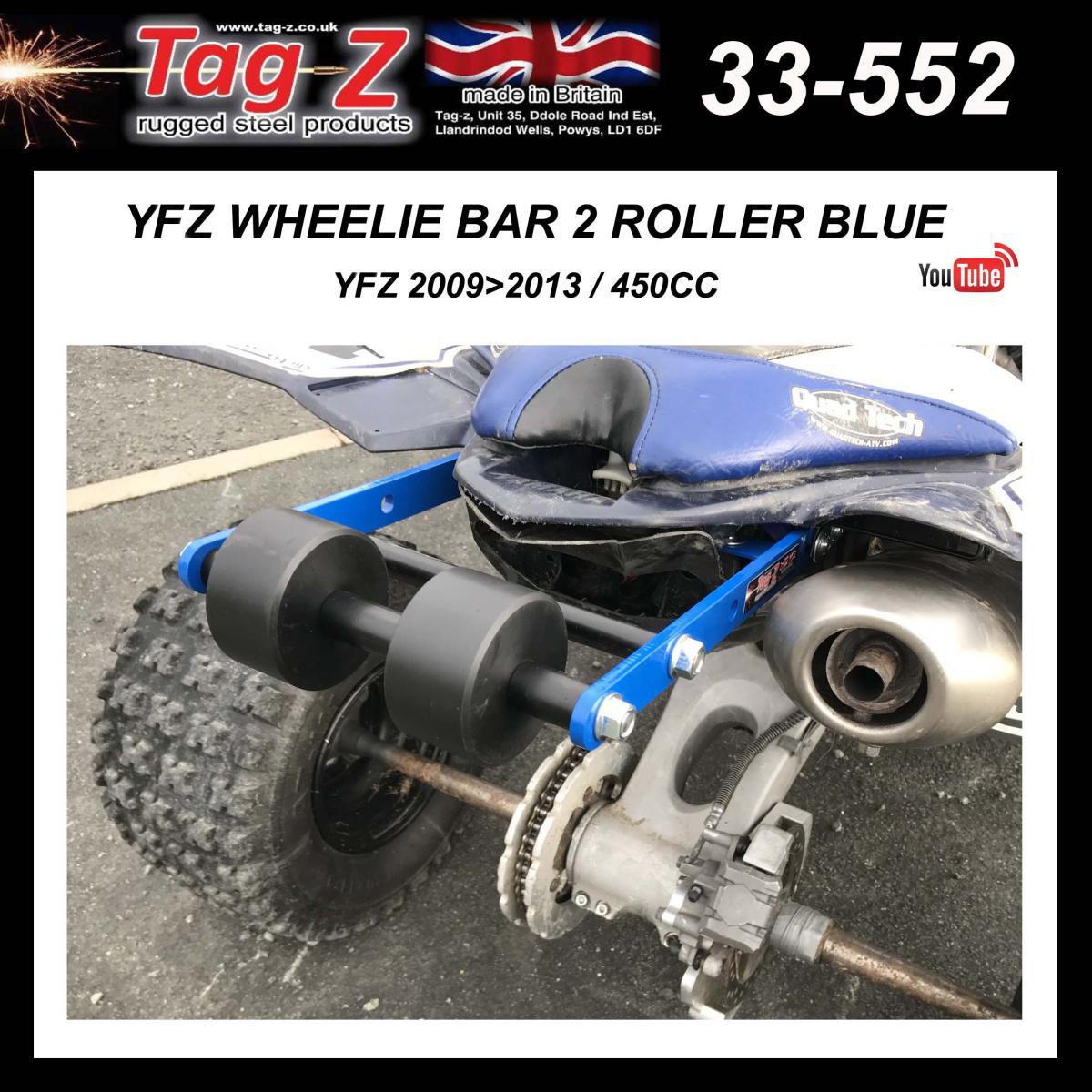 YFZ WHEELIE BAR 2 ROLLER BLUE, ATV QUAD WHEELIE SAVER / CATCH, 3.4KG 34x22x7cm / YFZ 2009>2013