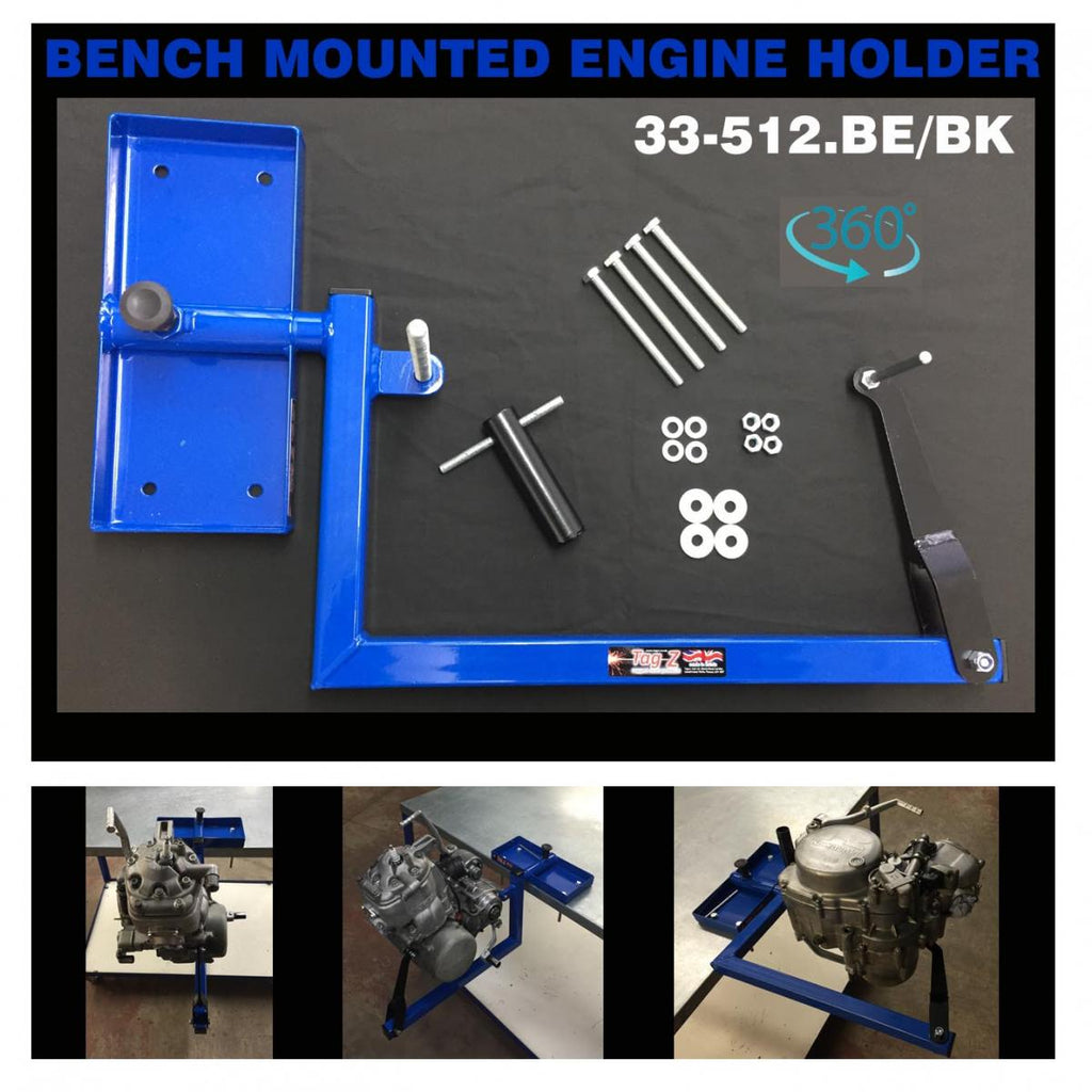 ENGINE HOLDER BENCH MOUNTED, BLUE REBUILD HOLDER., ENGINE STAND