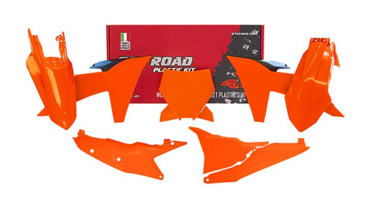 PLASTIC KIT/6 2023-24 KTM SX/SXF, NEON ORANGE/BLACK, RTECH R-KITKTM-AN0-023